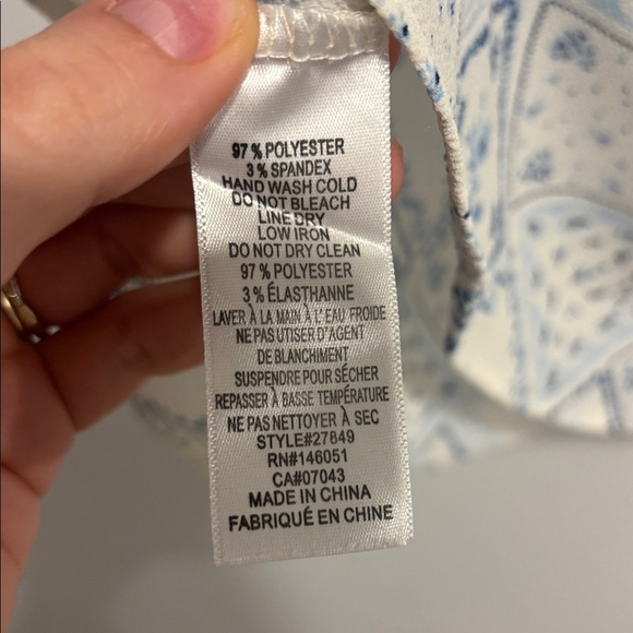 Monteau Blue and White Patterned Blouse - Picture 4 of 4